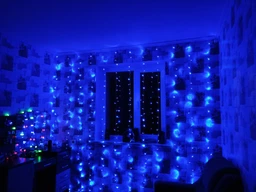 Гирлянда Штора/Водопад 3м*1,5м 240 Led цвет синий 8 режимов переходник прозрачный шнур