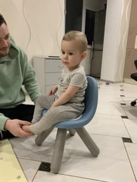 Стілець зі спинкою Kid 33х33х50сm блакитно-сірий фото від покупців 2