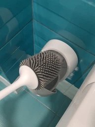 Йоржик для унітазу з силіконовою щіткою клейкий настінний MBM HOME BP-21 WHITE/GRAY білий/сірий фото від покупців 3
