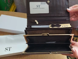 Женский горизонтальный лаковый кошелек ST Leather из натуральной кожи с кнопкой Синий (bg189fash01) фото от покупателей 1
