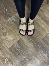 Модные женские босоножки на платформе черные с цепями и шипами Fashion A08 37 фото от покупателей 1