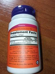 Витамин D3 Now Foods Vitamin D3 холекальциферол, 400 МО 180 капсул