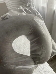 Велюровая дорожная подушка для путешествий Сasablanket с пеной Memory Foam "Однотонная" 30х28х8см Серая