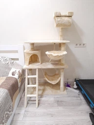 Ігровий комплекс (дряпка), будиночок для кота 140х75×40 см Avko CatTree сіра 1950 - кілька платформ для лазання та ігор, будиночок для відпочинку, лежак фото від покупців 8