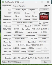 Відеокарта Msi Radeon Pci-Ex Rx 470 Gaming X 4Gb Gddr5 256Bit (1242/6600) (Dvi, 2 X Hdmi, 2 X Displayport) (Radeon Rx 470 Gaming X 4G)