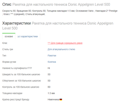 Ракетка для настільного тенісу Donic Appelgren Level 500
