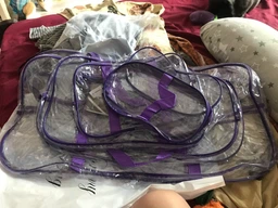Набір 4+1 прозора сумка в пологовий будинок Mommy Bag S, M, L, XL Фіолетовий + подарунок - органайзер (v007)