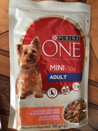 Корм консервований Purina One Mini/Small Adult для собак до 10кг з куркою морквою зеленою квасолею в підливі 85 г (8445290298263) фото від покупців 8