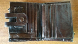 Шкіряний чоловічий гаманець Vintage середнього розміру коричневого кольору з кнопкою (bg146fash02) фото від покупців 15