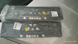 Рамка номерного знака пластик с объемными буквами Inauto Skoda 52х13.5х2 см 2 шт (24-015)