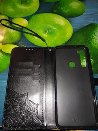 Кожаный чехол-книжка Epik Art Case с визитницей для Xiaomi Redmi Note 8T Бирюзовый