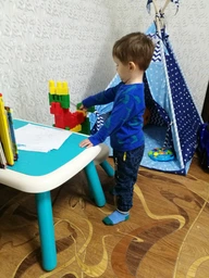 Стіл Kid 76х52х45см синьо-білий фото від покупців 18