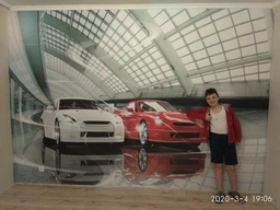 Флизелиновые фотообои для мальчиков 254x184 см 3Д Транспорт Современные спортивные машины в автосалоне 1926V4+клей