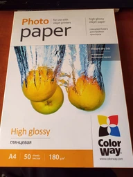 Фотопапір ColorWay глянцевий 180г/м A4 ПГ180-50 (PG180050A4)
