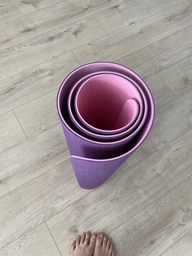 Килимок для йоги EasyFit TPE+TC (Eco Friendly) 6 мм блакитний-синій (двошаровий спортивний каремат, мат для фітнесу, пілатесу)
