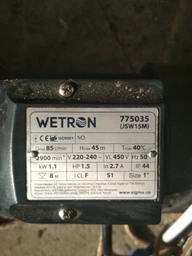 Відцентровий насос Wetron 1.1 кВт Hmax 45м Qmax 85 л/хв (775035)