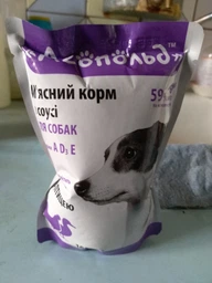Вологий корм для собак ''М'ясний корм в соусі з птицею'' (24 паучі по 100 г) Леопольд фото от покупателей 6