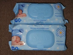 Упаковка влажных салфеток Smile Baby Экстракт ромашки и алоэ 2 пачки по 100 шт (42113908) фото от покупателей 13