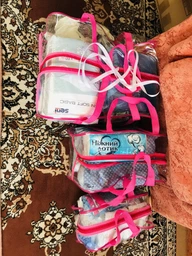 Набір з 3 прозорих сумок в пологовий будинок Mommy Bag S, M, L рожевий (p006)