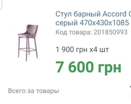 Стілець барний Accord Chicago синій 470х430х1085 мм фото від покупців 1