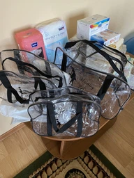 Набор из 3 прозрачных сумок в роддом Mommy Bag (S, M, L) Черный фото от покупателей 2