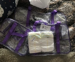Набір із прозорих сумок у пологовий будинок Mommy Bag (S, M, L) Фіолетовий