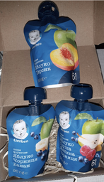 Фруктове пюре Gerber Яблуко, груша, малина, чорниця з 6 місяців 90 г (7613036345484) фото від покупців 15