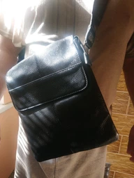 Мужская кожаная сумка мессенджер через плечо Tiding Bag A25-064A Черная натуральная кожа фото от покупателей 14