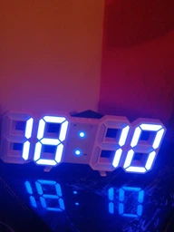 Часы настенные / настольные электронные цифровые светящиеля светодиодные белый+синий (Пластик, LED) Best Time фото от покупателей 3