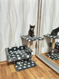 Когтеточка комплекс для котів з диваном і полицею 30*38*50 см бежева фото від покупців 1