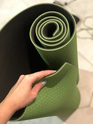Килимок для йоги EasyFit TPE+TC (Eco Friendly) 6 мм блакитний-синій (двошаровий спортивний каремат, мат для фітнесу, пілатесу) фото від покупців 1