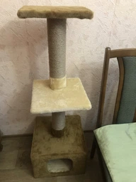 Будиночок дряпка для кота дряпка для кішки Мур-Мяу Дім-2 37х37х109 см у джутовій мотузці Коричнево-бежевий фото від покупців 1