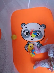 Дитячий манеж ігровий KinderBox сонечко Жовтий панда з дрібною сіткою (SUN 4336)