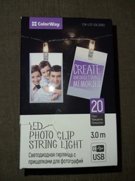 Гірлянда ColorWay Світлодіодна з прищіпками для фото 20 LED/3M USB (CW-LCP-20L30BU) фото від покупців 15