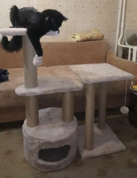 Домик когтеточка для кота дряпка для кошки Мур-Мяу Мечта 42х42х100 см в джутовой веревке Коричнево-бежевый МТК фото от покупателей 9