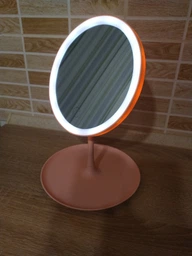 Дзеркало з лед підсвіткою LED для макіяжу з підставкою у ванну кімнату настільне косметичне сенсорне на USB 3 режими підсвічування фото від покупців 18