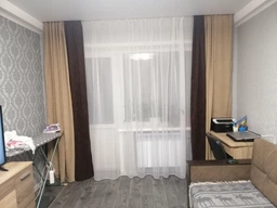 Комплект Декорин Диамант шторы 150x255 см 2 шт вуаль тюль 400х255 1 шт Бежево-шоколадный с молочным фото от покупателей 4