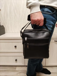 Мужская кожаная сумка-мессенджер Tiding Bag A25-17622-3A Черная фото от покупателей 15