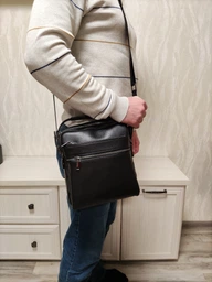Мужская кожаная сумка-мессенджер Tiding Bag A25-17622-3A Черная фото от покупателей 17
