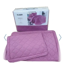 Покрывало стеганное хлопковое с наволочками Aran Clasy 240x260 Rabel V7 Сливовый