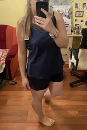 Піжама шовкова з шортами Martelle Lingerie 301 L, Чорний фото від покупців 2