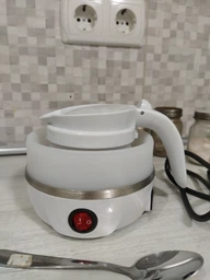 Дорожній чайник силіконовий складаний дисковий 0.75л 700Вт 220В Foldable Travel Kettle білий фото від покупців 5