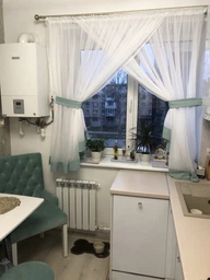 Тюль для кухни Adagio Windows Decor Кларис из белого шифона и цветной отдделки 300 х 160см, песочная фото от покупателей 3