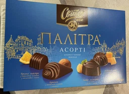 Конфеты Світоч Палитра Ассорти в черном шоколаде в коробке 200 г (4823000919471) фото от покупателей 1
