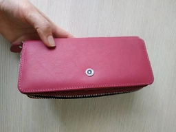 Шкіряний гаманець жіночий з натуральної шкіри великий портмоне на блискавці для карт і прав блакитний 66502 фото від покупців 9