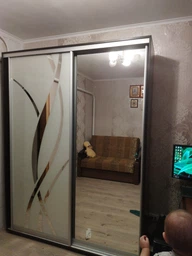 Шкаф купе Luxe Studio Классик-1 Зеркало/Зеркало с Пескоструем-1 1000x2100x450 двухдверный (69689)