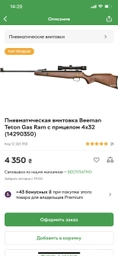 Пневматическая винтовка Beeman Teton Gas Ram с прицелом 4х32 (14290350) фото от покупателей 1