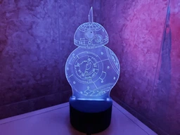 3d-светильник ВВ8 дроид (Звездные войны Star wars), 3д-ночник, несколько подсветок (на пульте)