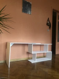 Стіл комп'ютерний для дому та офісу DrevoGoods поворотно-розкладний (кутовий, прямий, компактний) з полицями 1964(1200) х 766 х 500(1180) мм Дуб Сонома + Білий (9VH1) фото від покупців 7