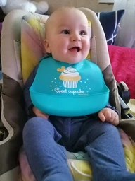 Слюнявчик силиконовый Canpol Babies с кармашком 28х23 см (74/020 Розовый) фото от покупателей 5
